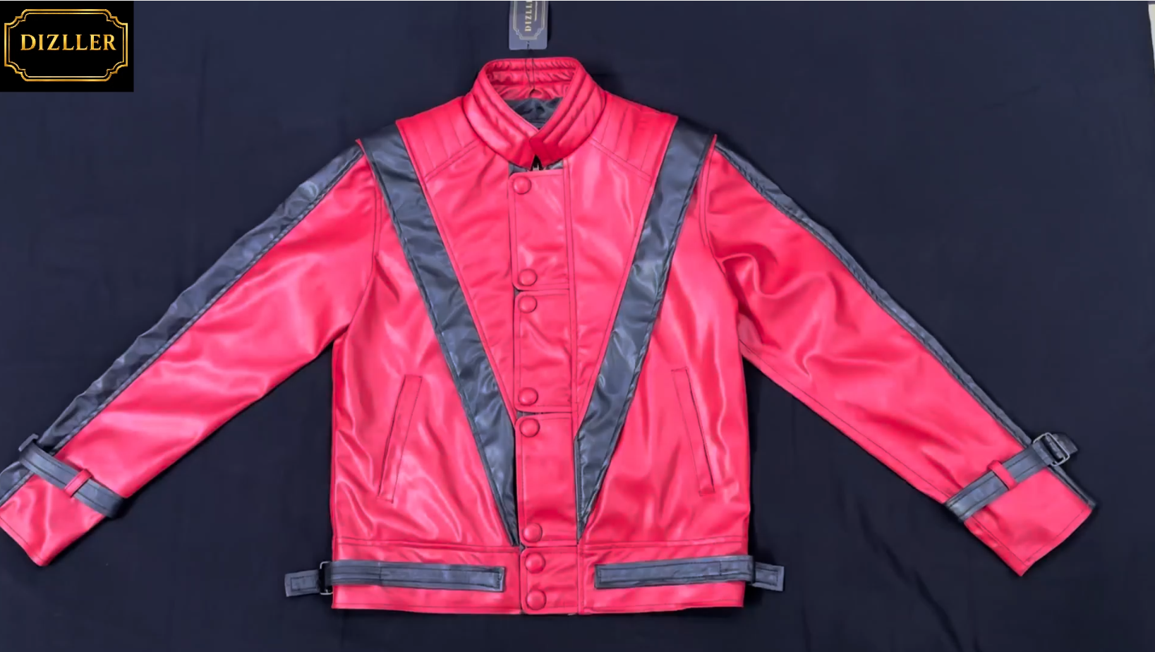 DIZLLER Party&Dance wear - D1 - Red & Black Jacket - FAUX Leather